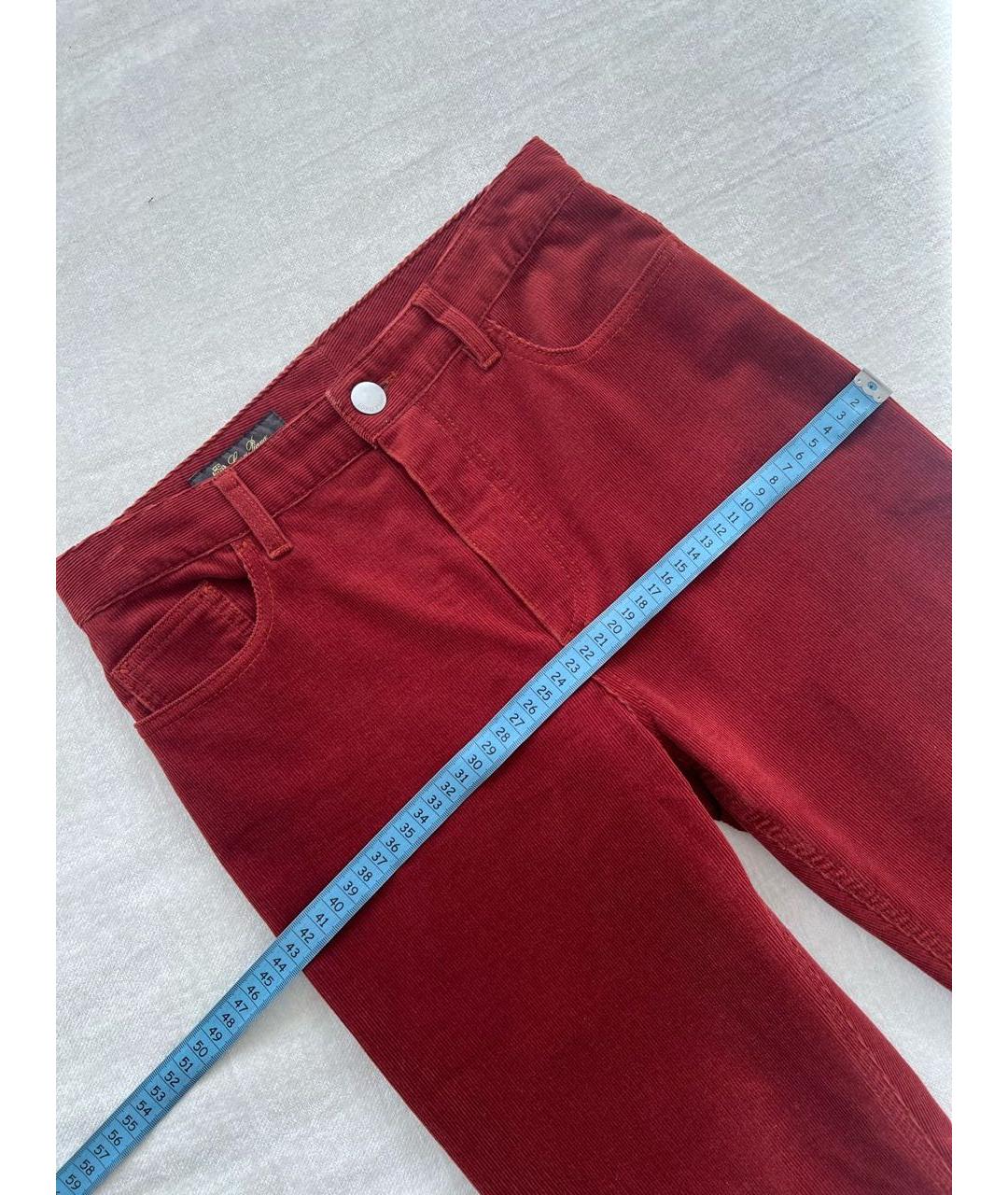 LORO PIANA Красные хлопковые брюки узкие, фото 5