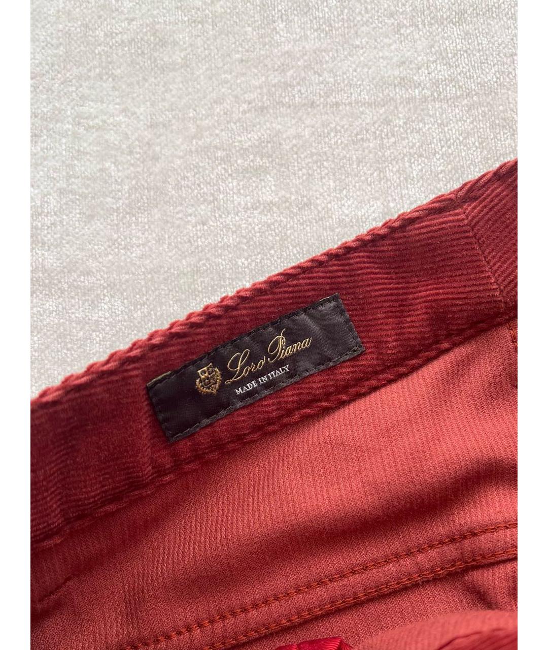 LORO PIANA Красные хлопковые брюки узкие, фото 3