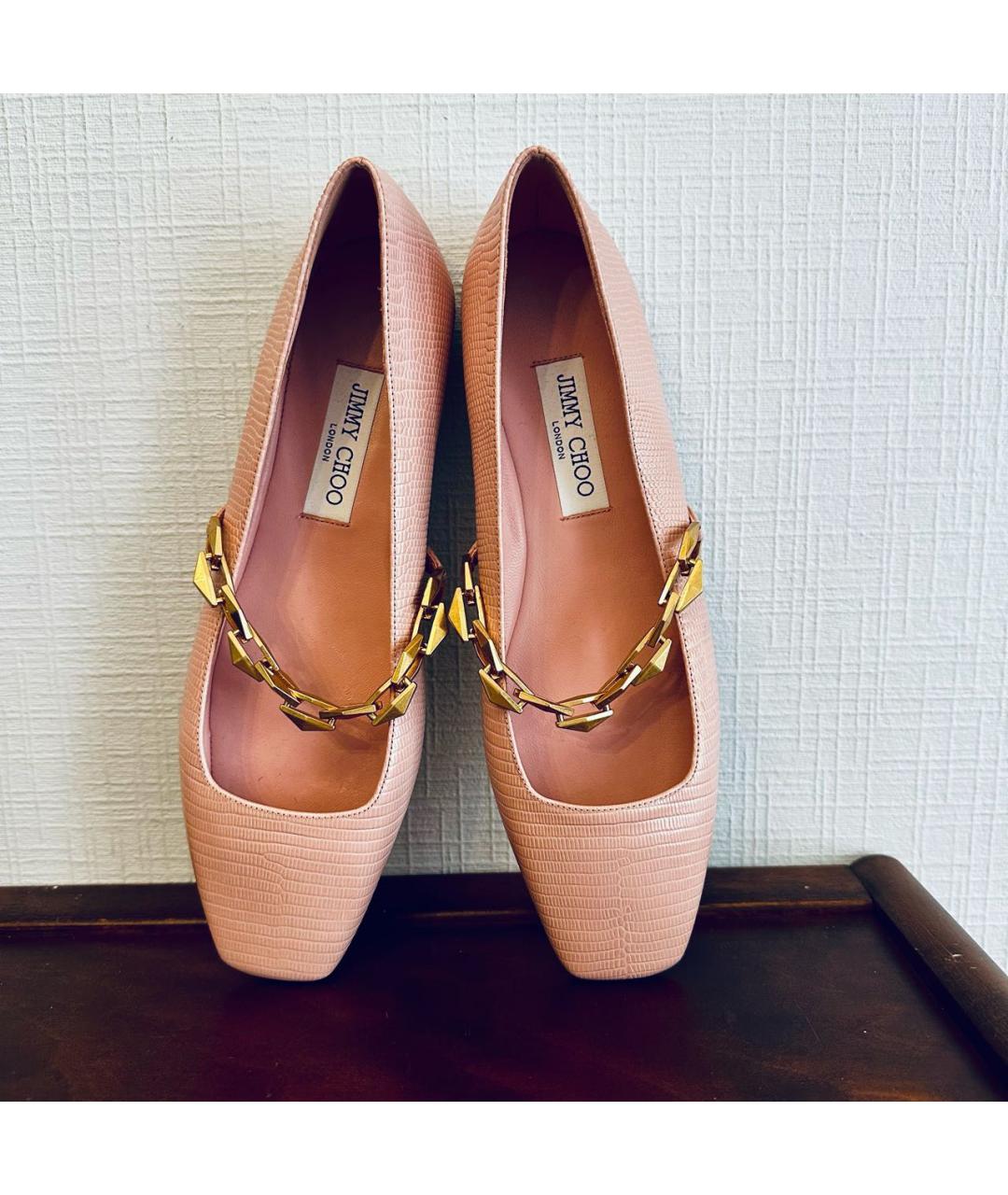 JIMMY CHOO Розовые кожаные балетки, фото 2