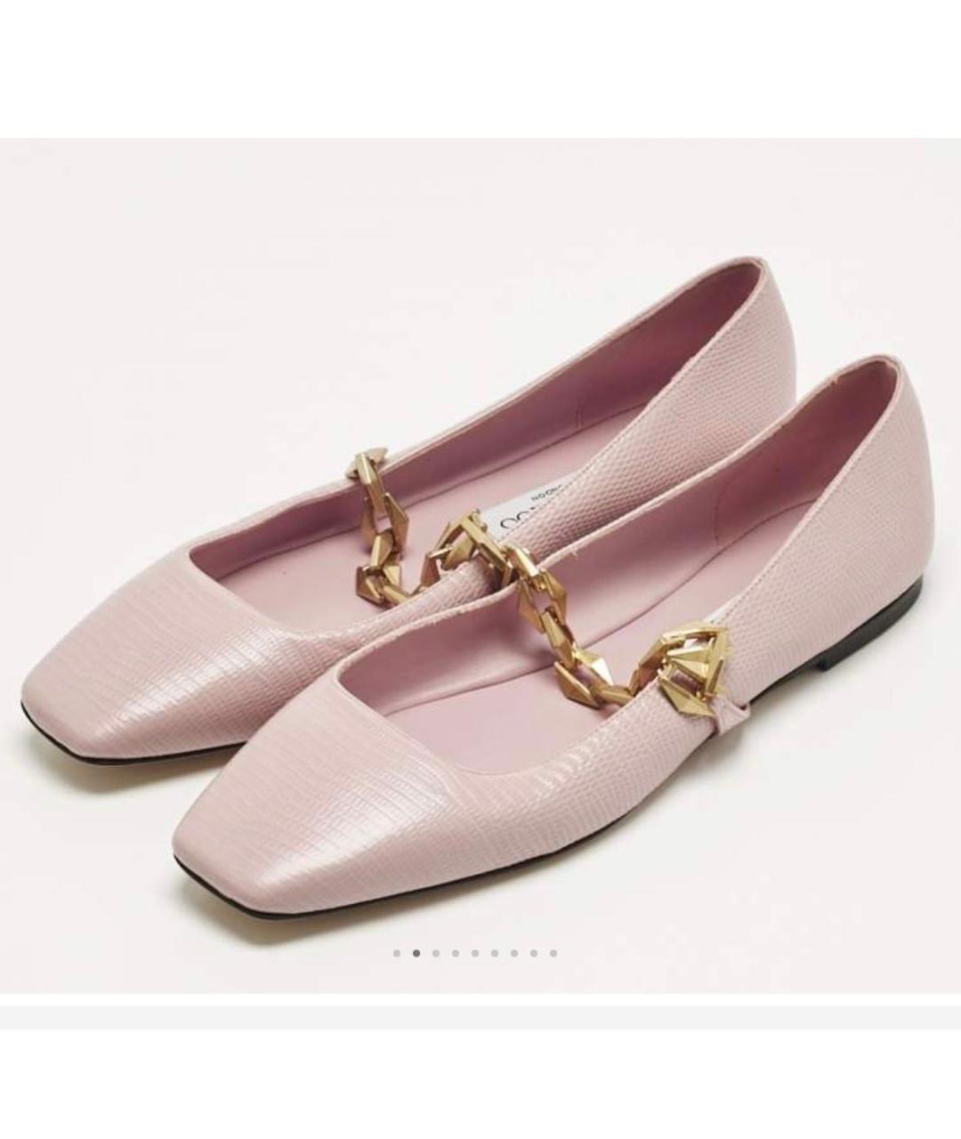 JIMMY CHOO Розовые кожаные балетки, фото 8