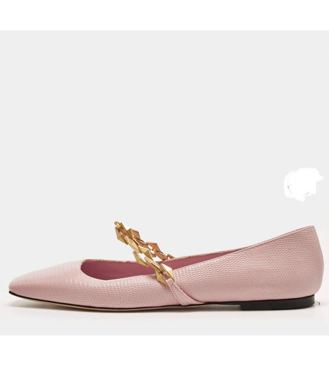 JIMMY CHOO Розовые кожаные балетки, фото 9
