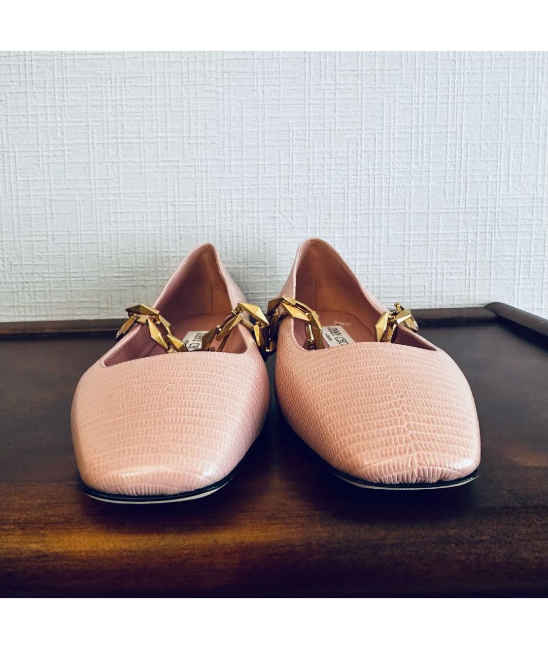 JIMMY CHOO Розовые кожаные балетки, фото 3