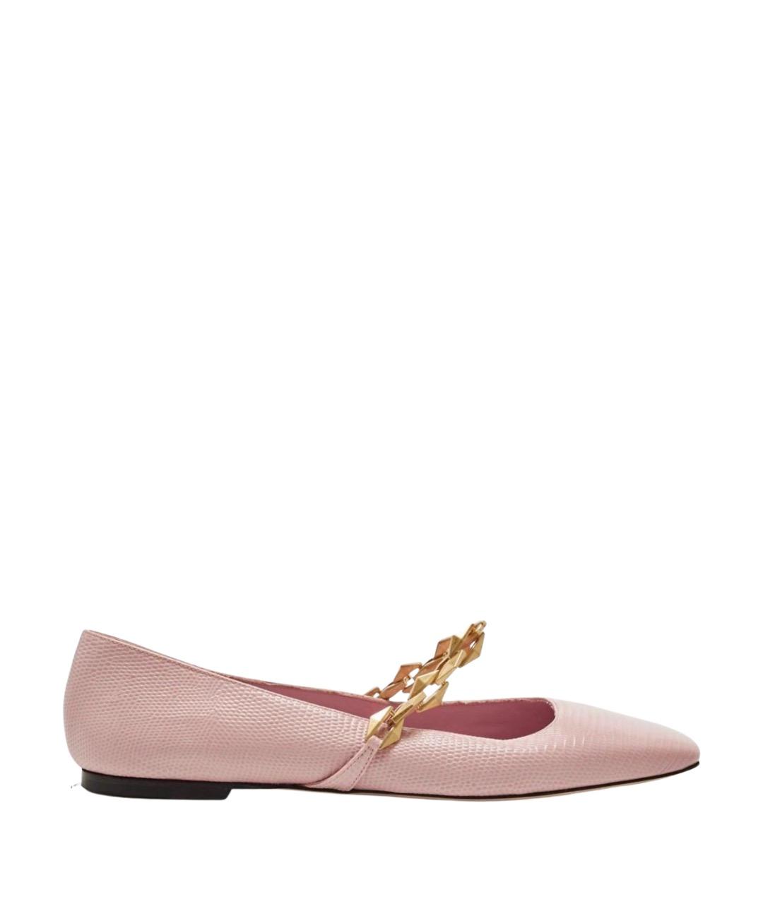JIMMY CHOO Розовые кожаные балетки, фото 1