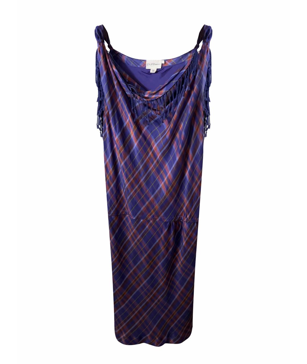 DKNY Фиолетовое шелковое повседневное платье, фото 1