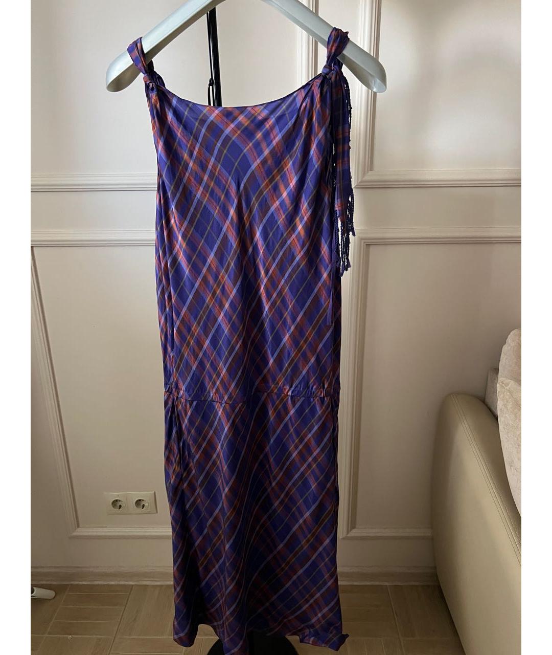 DKNY Фиолетовое шелковое повседневное платье, фото 3