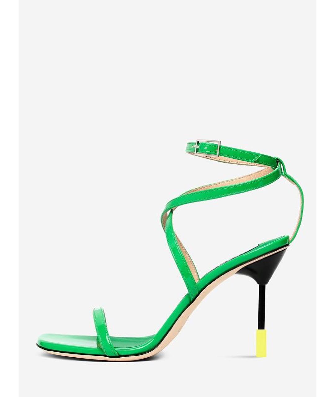 MSGM Зеленые кожаные босоножки, фото 4
