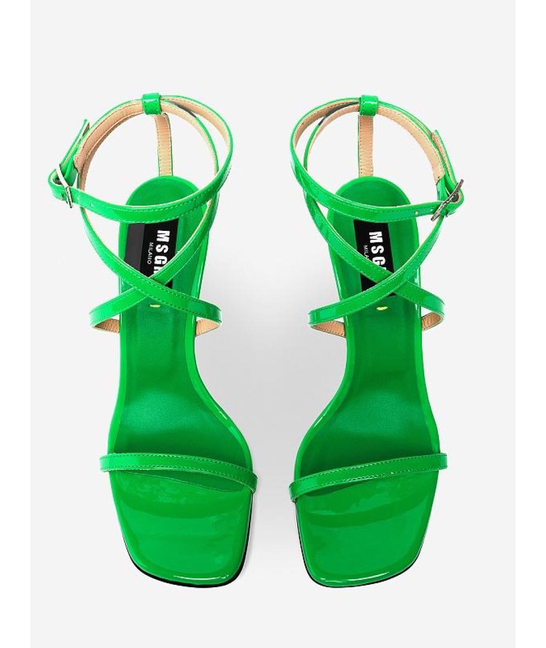 MSGM Зеленые кожаные босоножки, фото 3