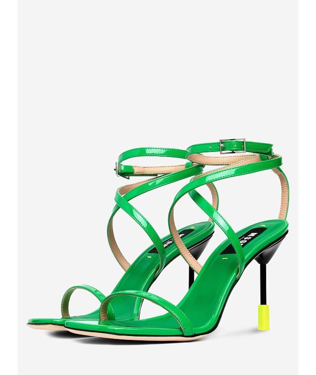 MSGM Зеленые кожаные босоножки, фото 2