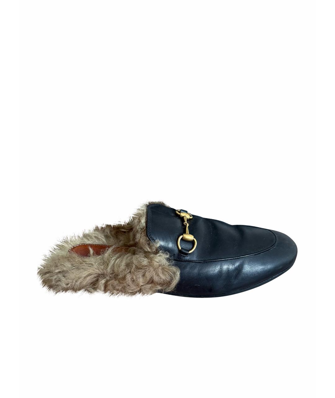 GUCCI Черные кожаные мюли, фото 1