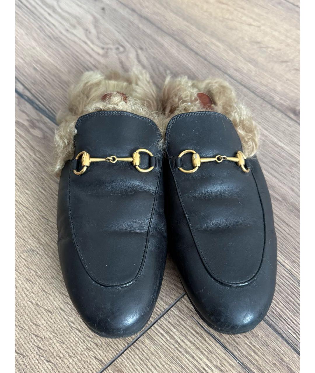 GUCCI Черные кожаные мюли, фото 2