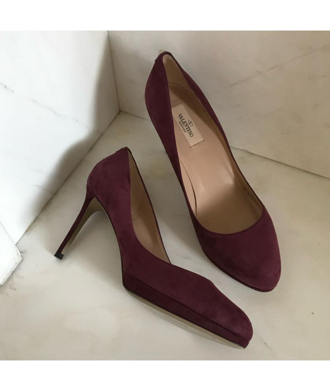 VALENTINO Бордовые замшевые туфли, фото 4