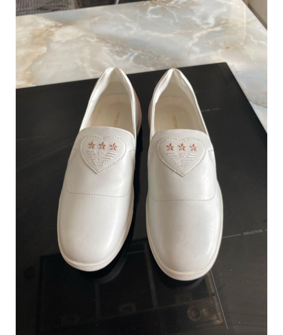 EMPORIO ARMANI Белые кожаные лоферы, фото 3
