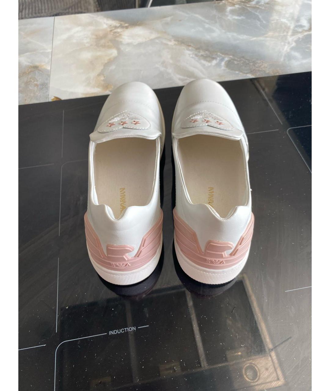 EMPORIO ARMANI Белые кожаные лоферы, фото 4