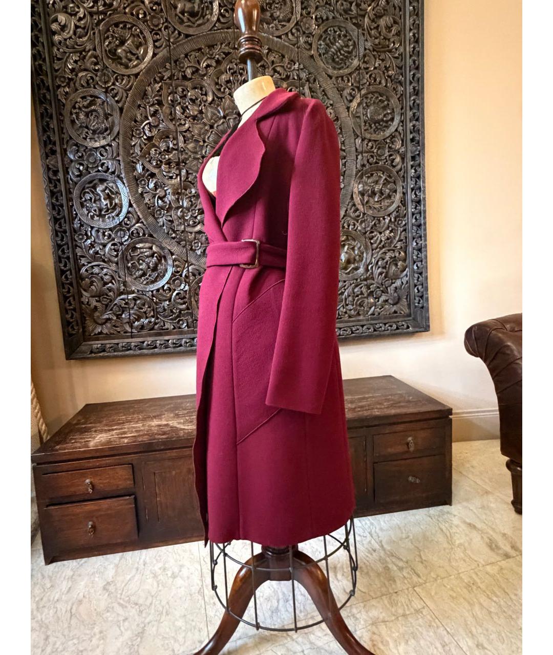 ROLAND MOURET Бордовое шерстяное пальто, фото 2