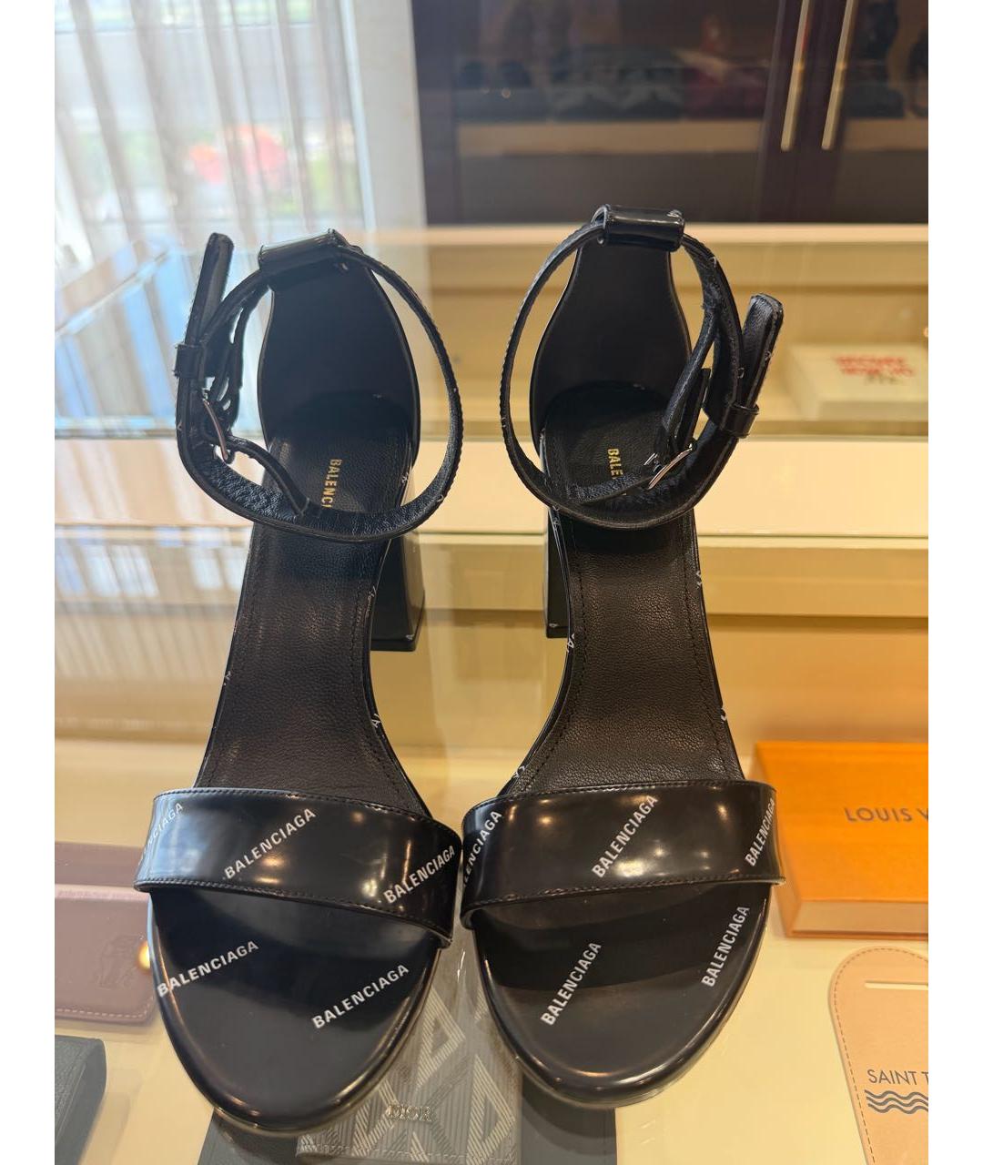 BALENCIAGA Черные кожаные босоножки, фото 2