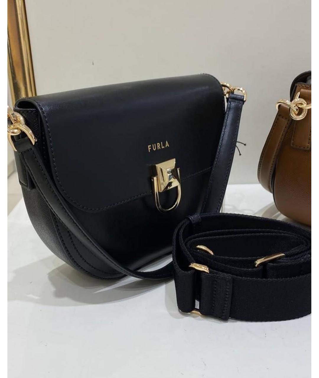 FURLA Черная кожаная сумка через плечо, фото 6