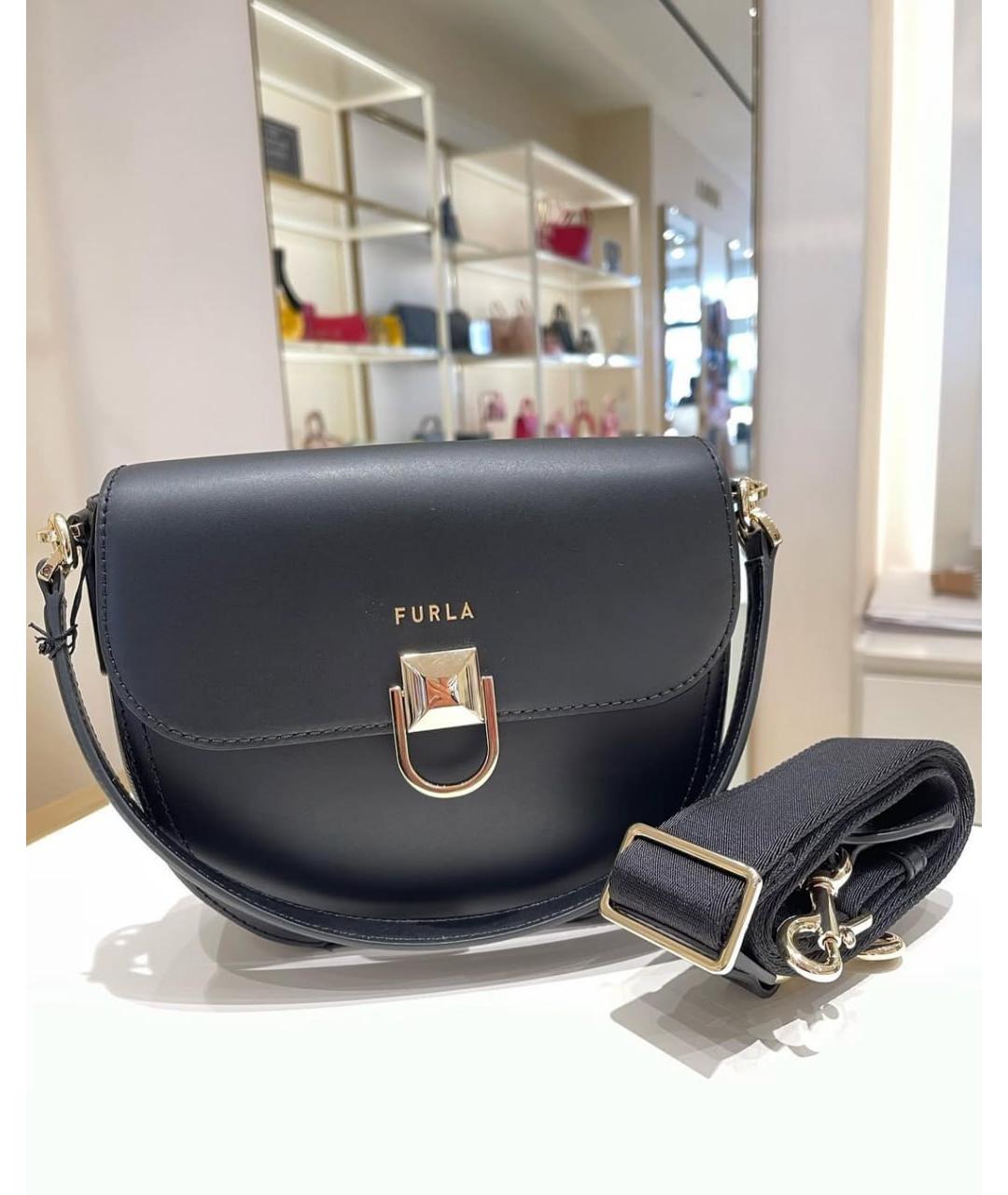 FURLA Черная кожаная сумка через плечо, фото 4