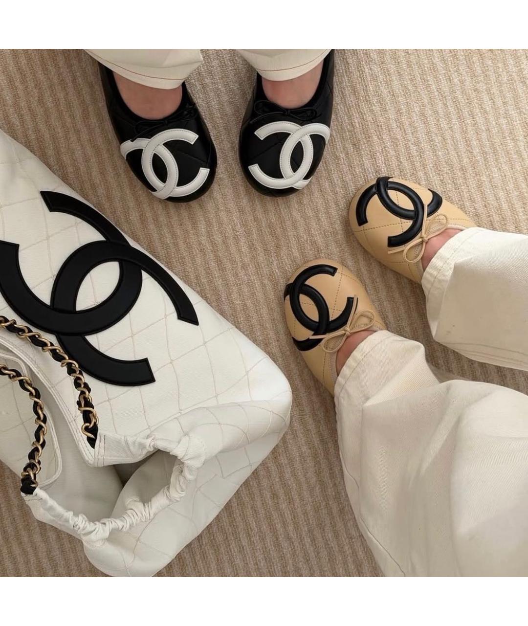 CHANEL Бежевые кожаные балетки, фото 4
