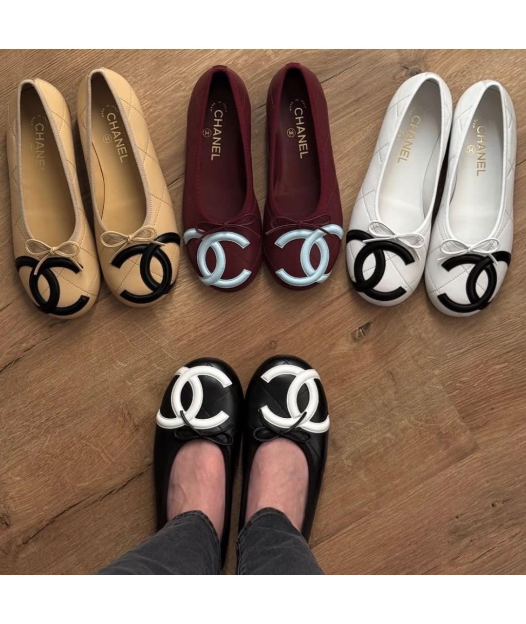 CHANEL Бежевые кожаные балетки, фото 5