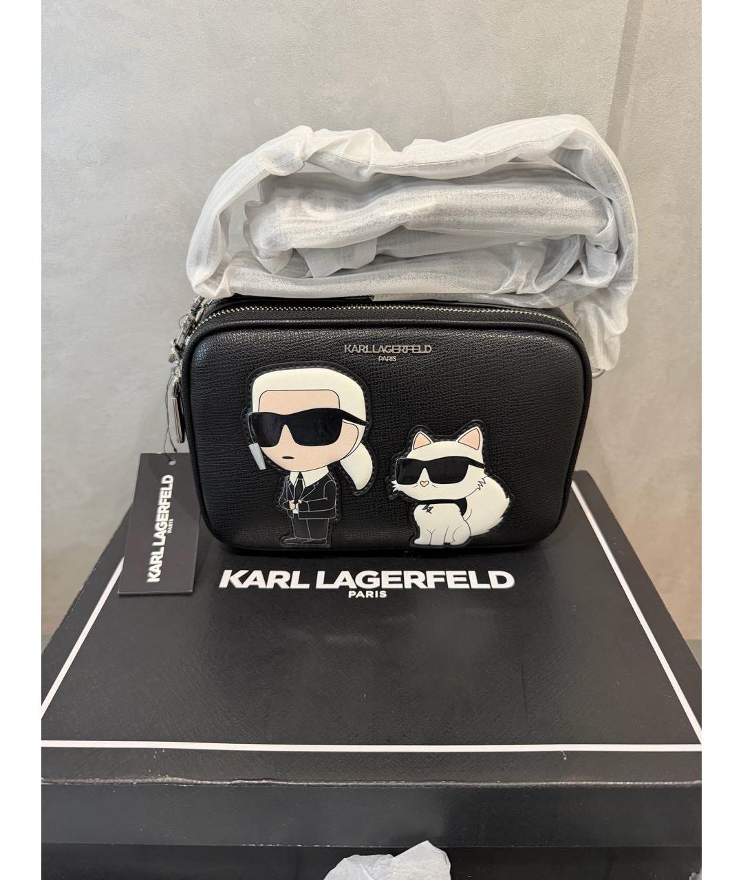 KARL LAGERFELD Черная сумка через плечо из искусственной кожи, фото 5
