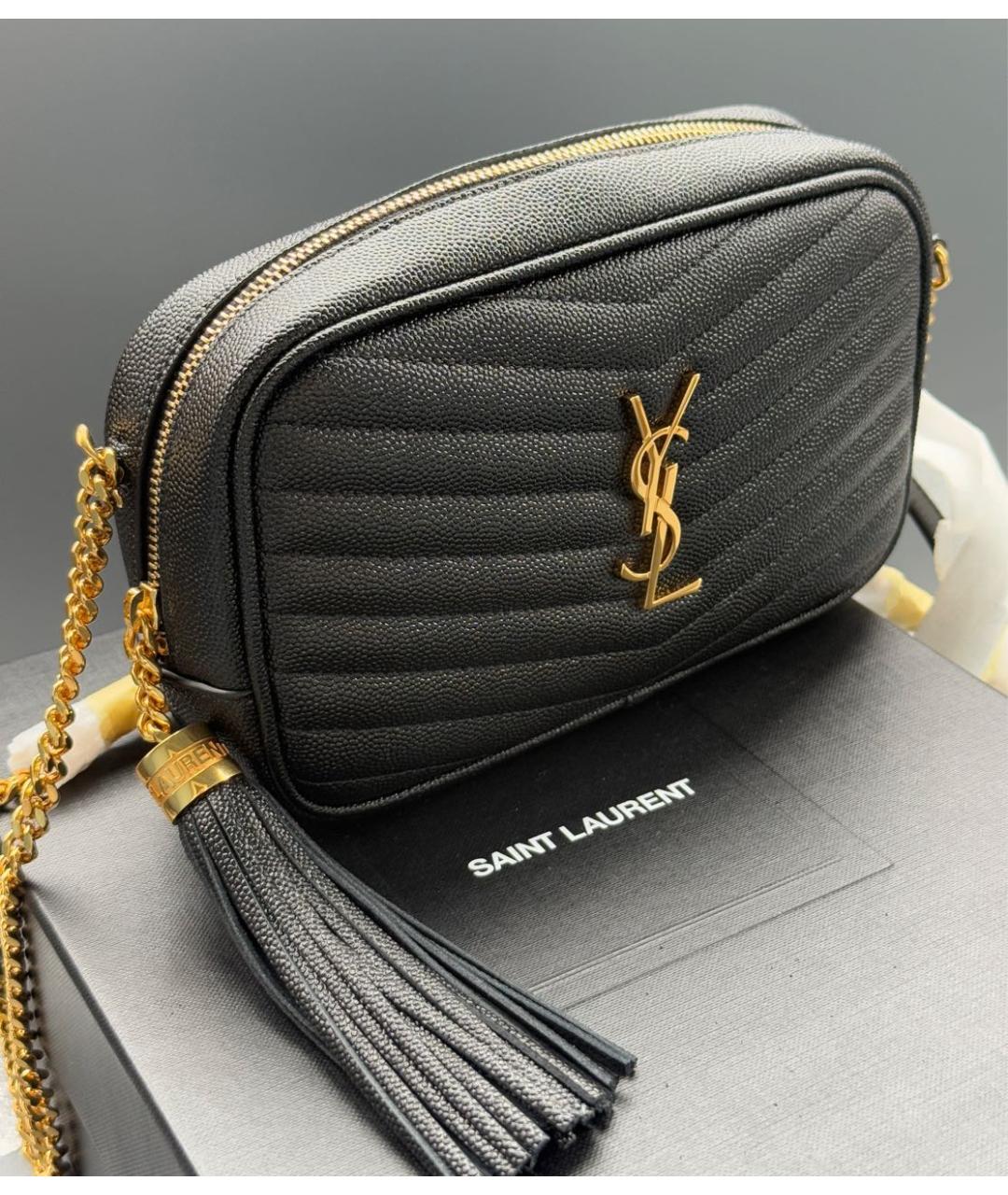SAINT LAURENT Черная кожаная сумка через плечо, фото 2
