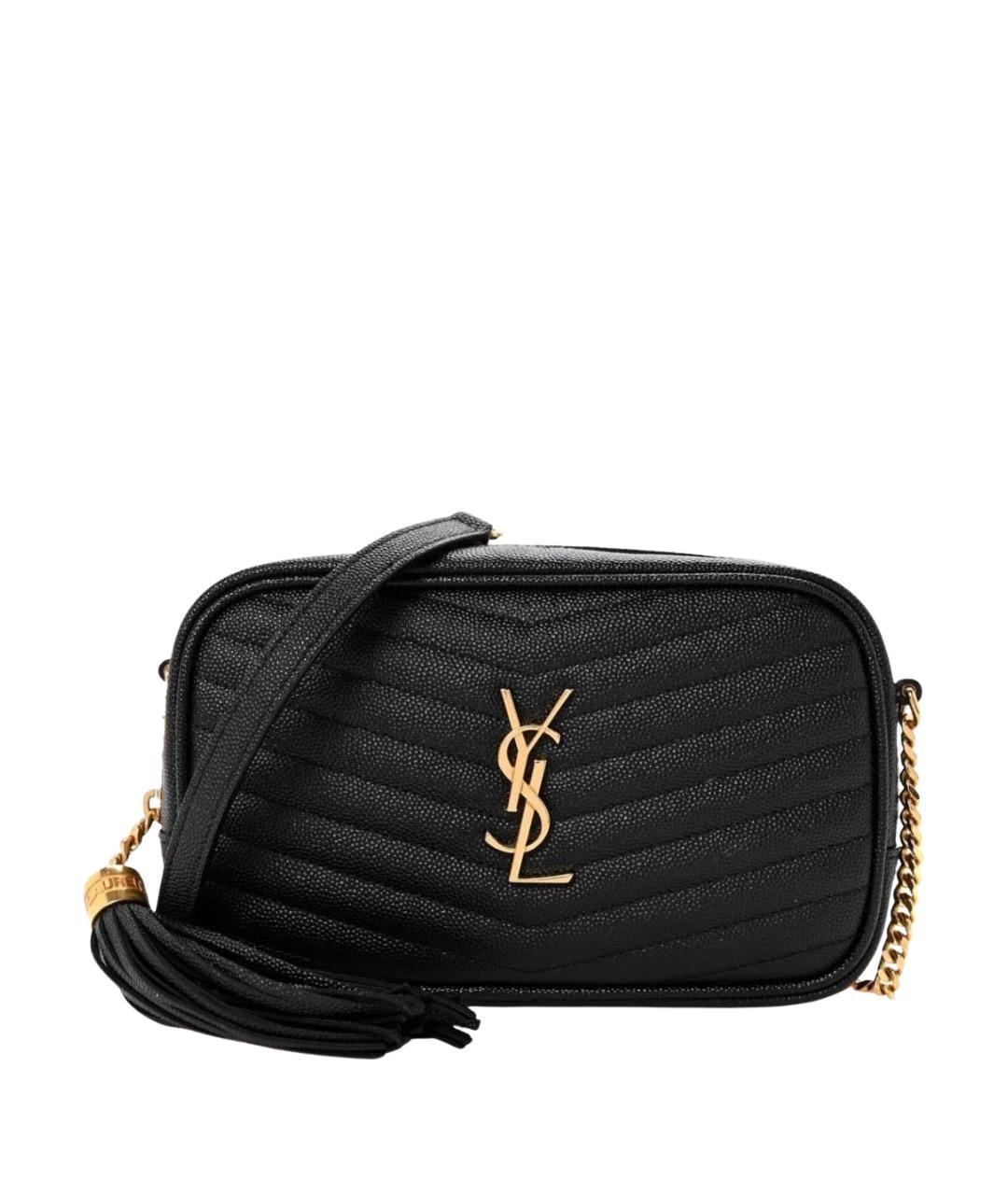 SAINT LAURENT Черная кожаная сумка через плечо, фото 1
