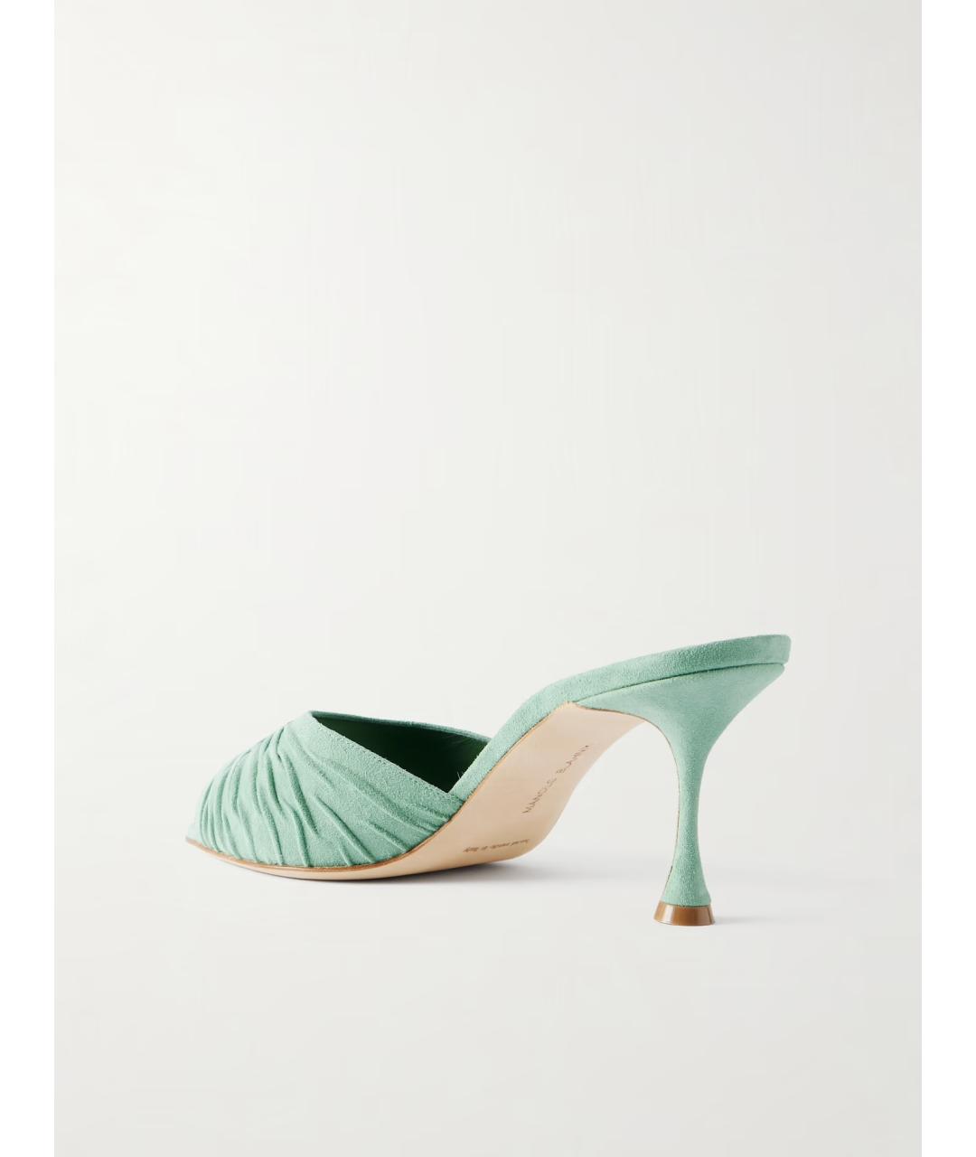 MANOLO BLAHNIK Зеленые замшевые мюли, фото 4