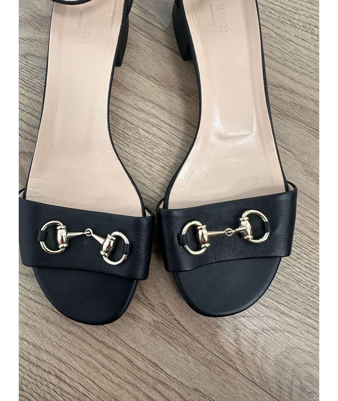 GUCCI Черные кожаные босоножки, фото 3