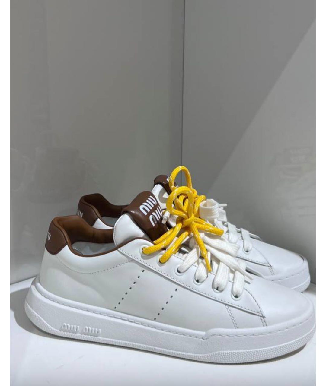 MIU MIU Белые кожаные кеды, фото 3