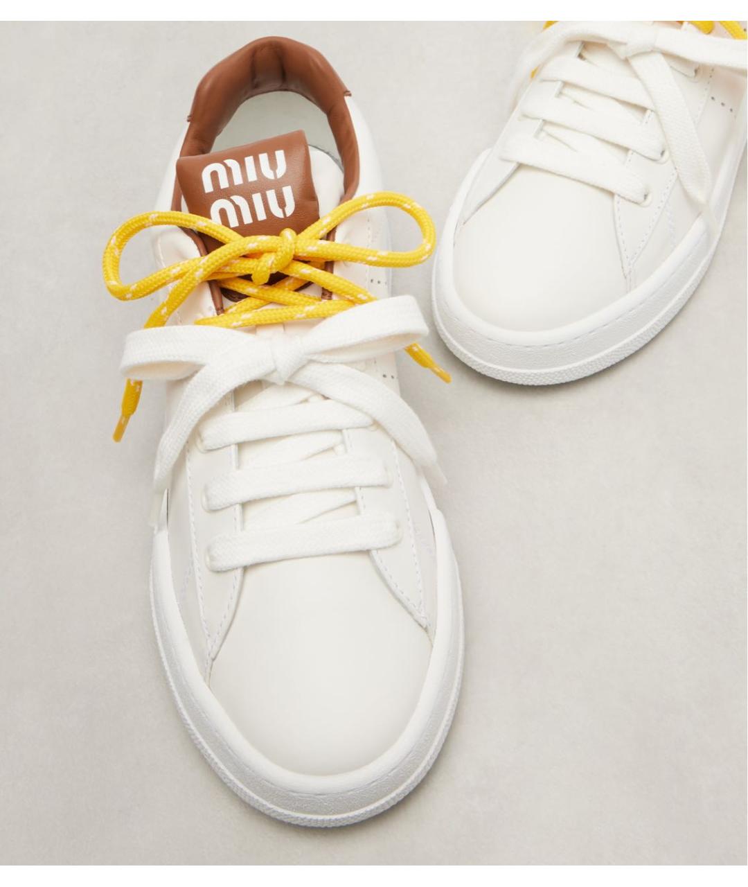 MIU MIU Белые кожаные кеды, фото 2