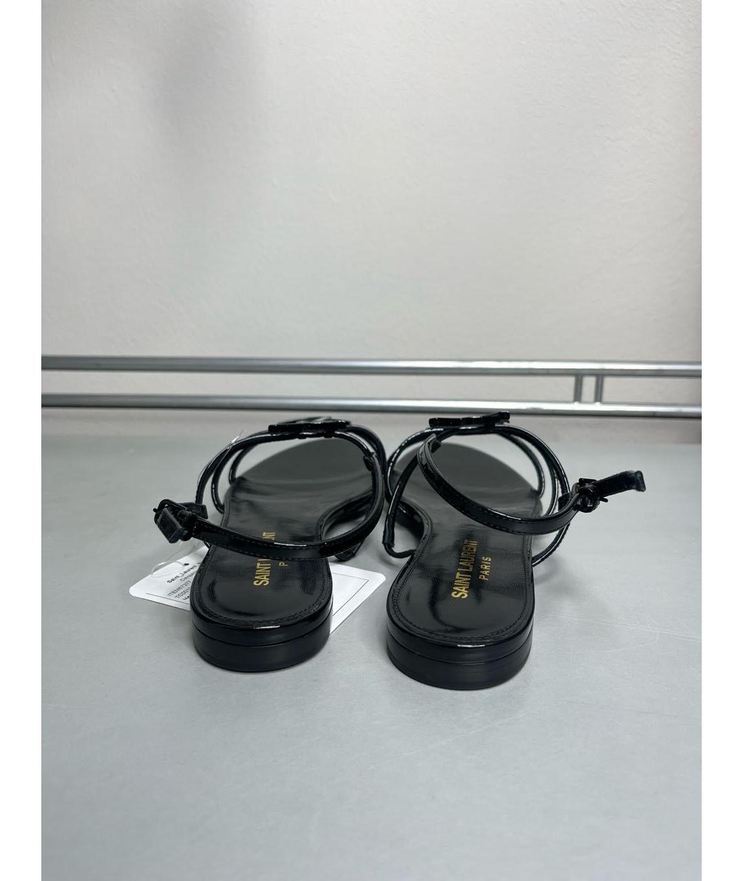 SAINT LAURENT Черные босоножки из лакированной кожи, фото 5