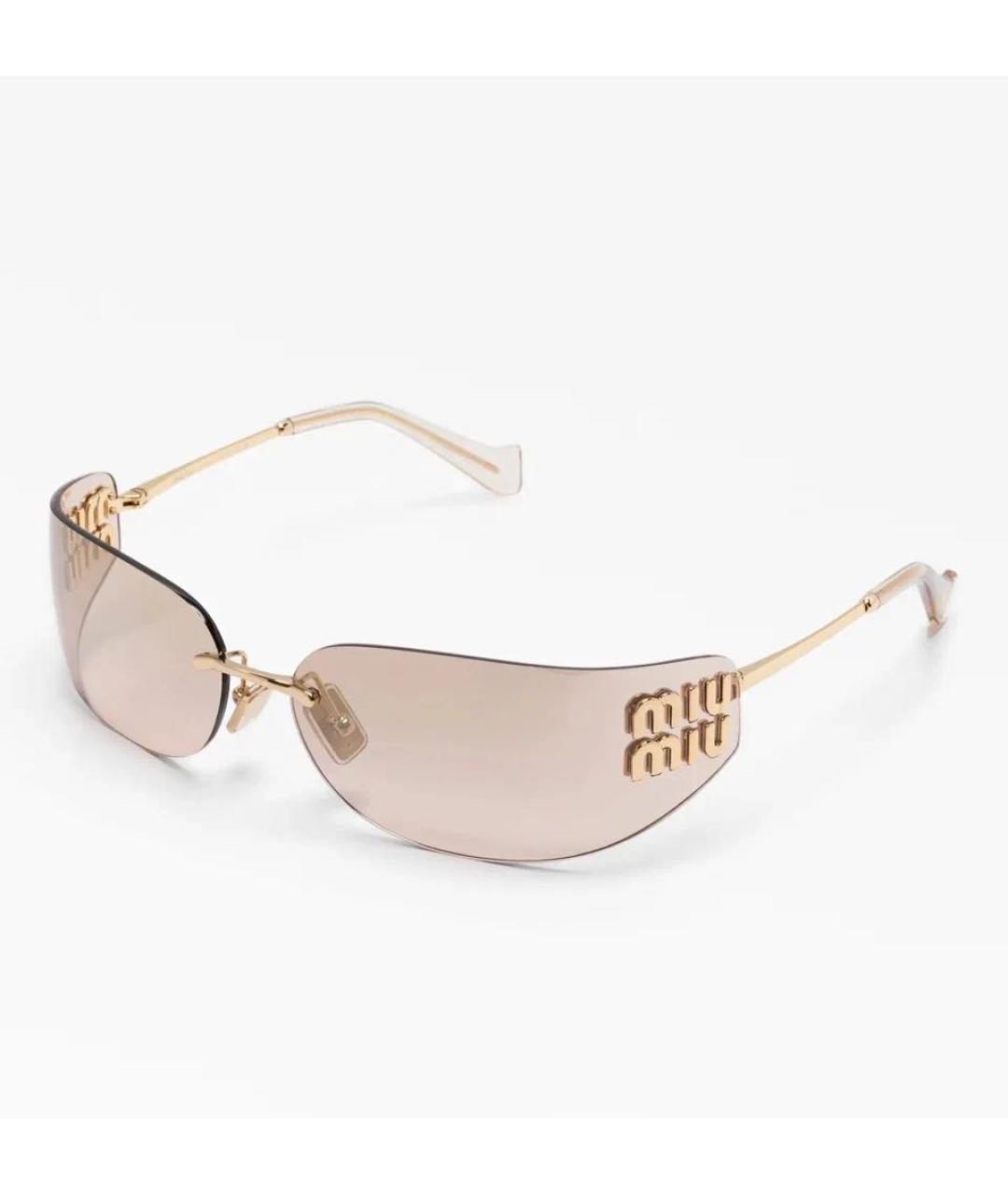 MIU MIU Золотые металлические солнцезащитные очки, фото 9