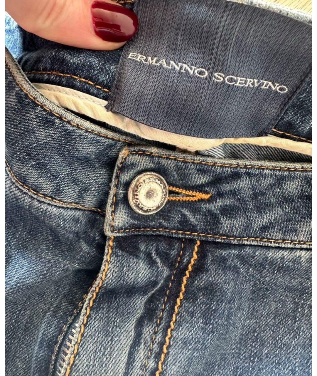 ERMANNO SCERVINO Синие хлопковые джинсы слим, фото 4