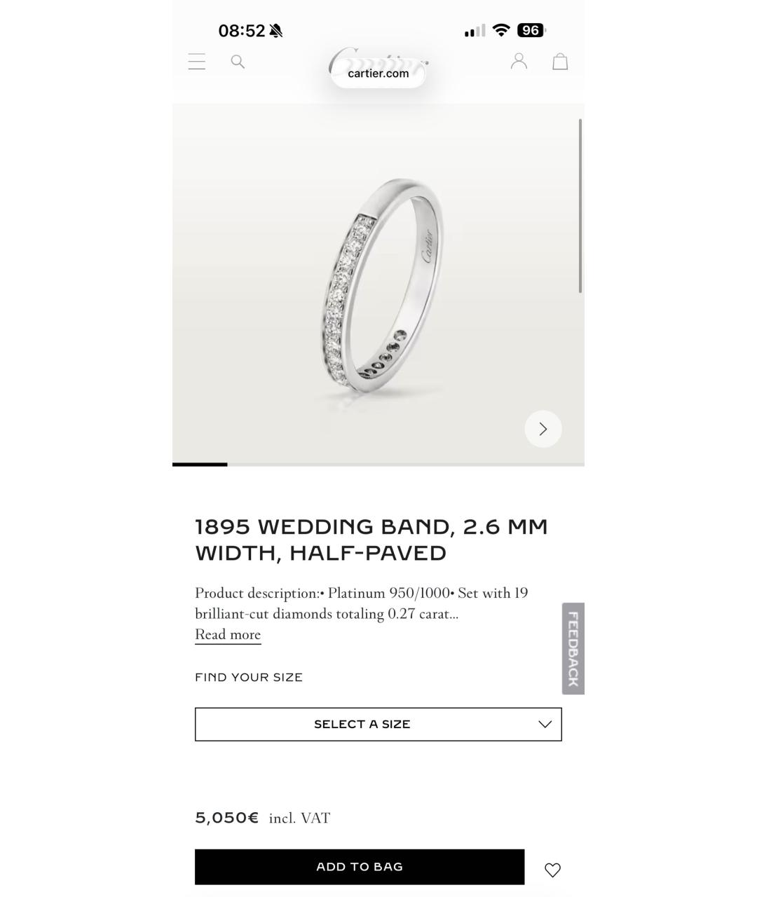 CARTIER Серое платиновое кольцо, фото 9