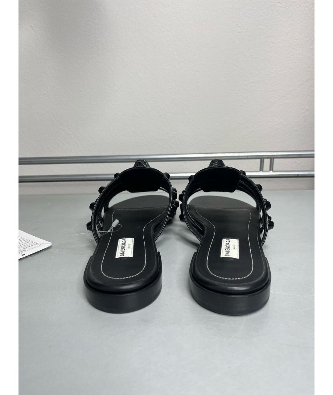 BALENCIAGA Черные кожаные шлепанцы, фото 5