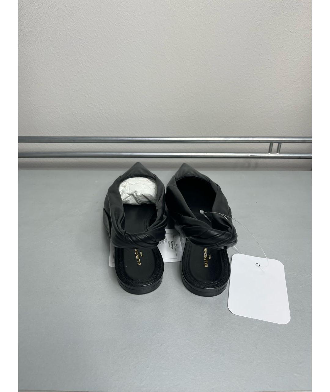 BALENCIAGA Черные кожаные мюли, фото 2
