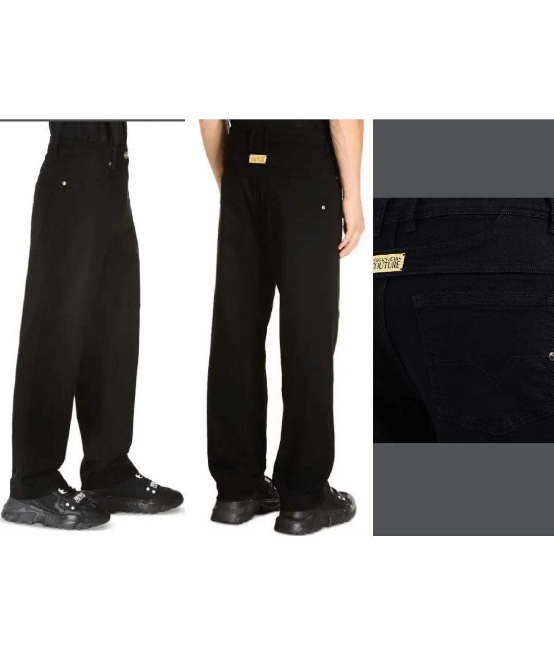 VERSACE JEANS COUTURE Черные хлопко-эластановые прямые джинсы, фото 7