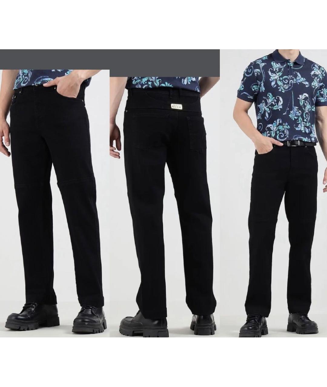 VERSACE JEANS COUTURE Черные хлопко-эластановые прямые джинсы, фото 8