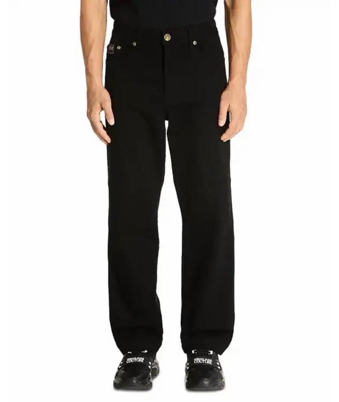 VERSACE JEANS COUTURE Черные хлопко-эластановые прямые джинсы, фото 6