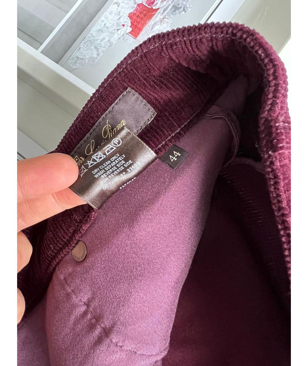 LORO PIANA Бордовые брюки узкие, фото 4