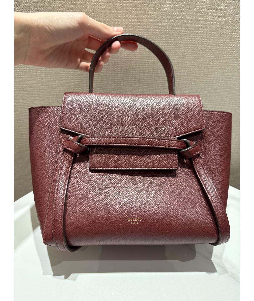 CELINE Бордовая кожаная сумка через плечо, фото 4