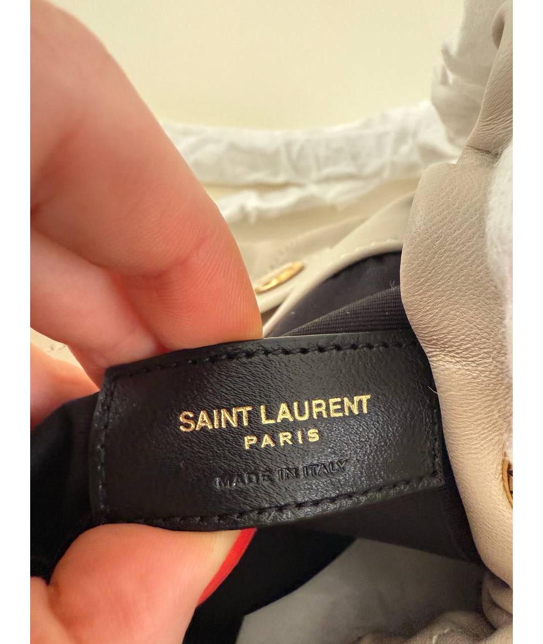 SAINT LAURENT Белая кожаная сумка через плечо, фото 8