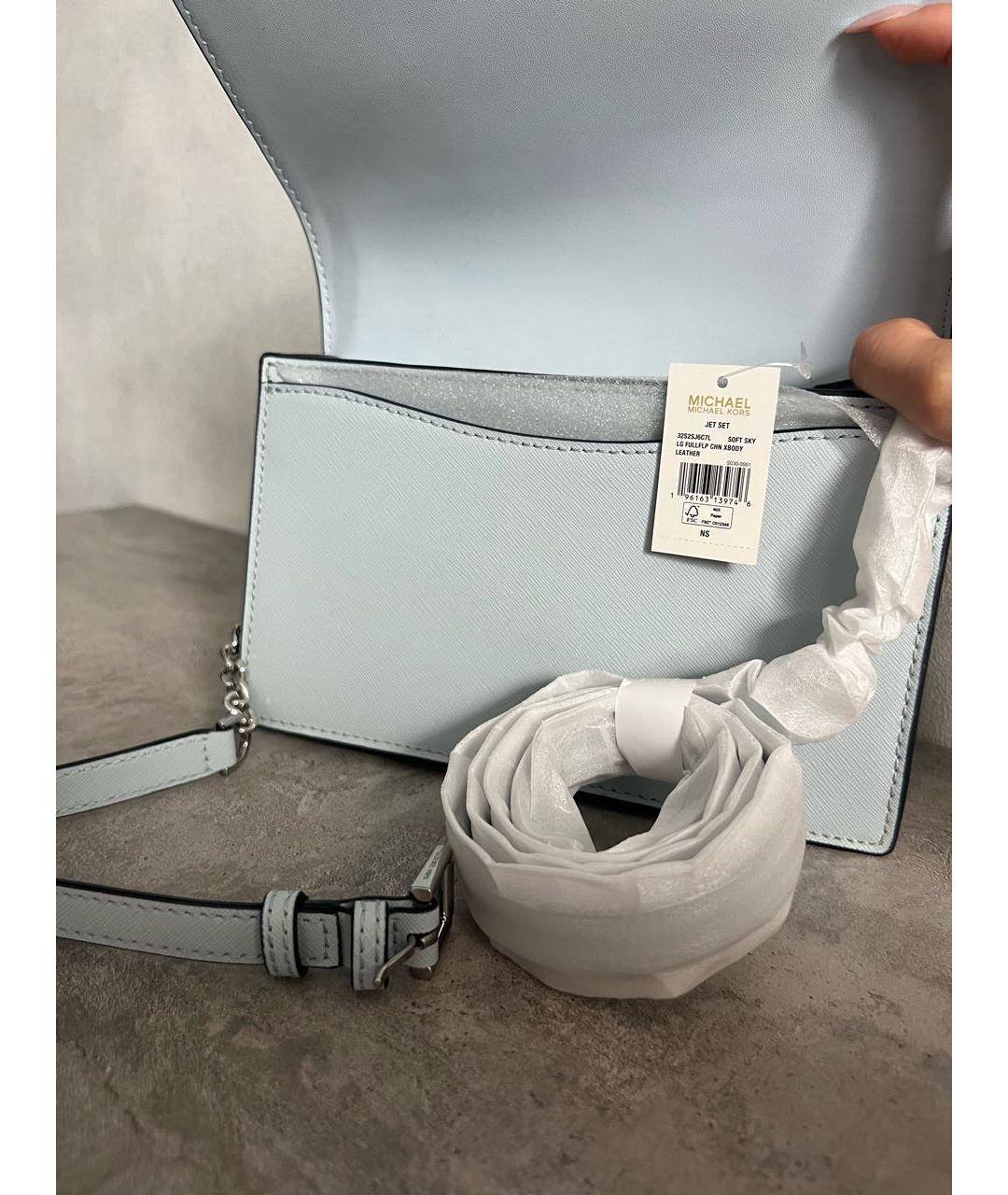 MICHAEL KORS Голубая кожаная сумка через плечо, фото 3