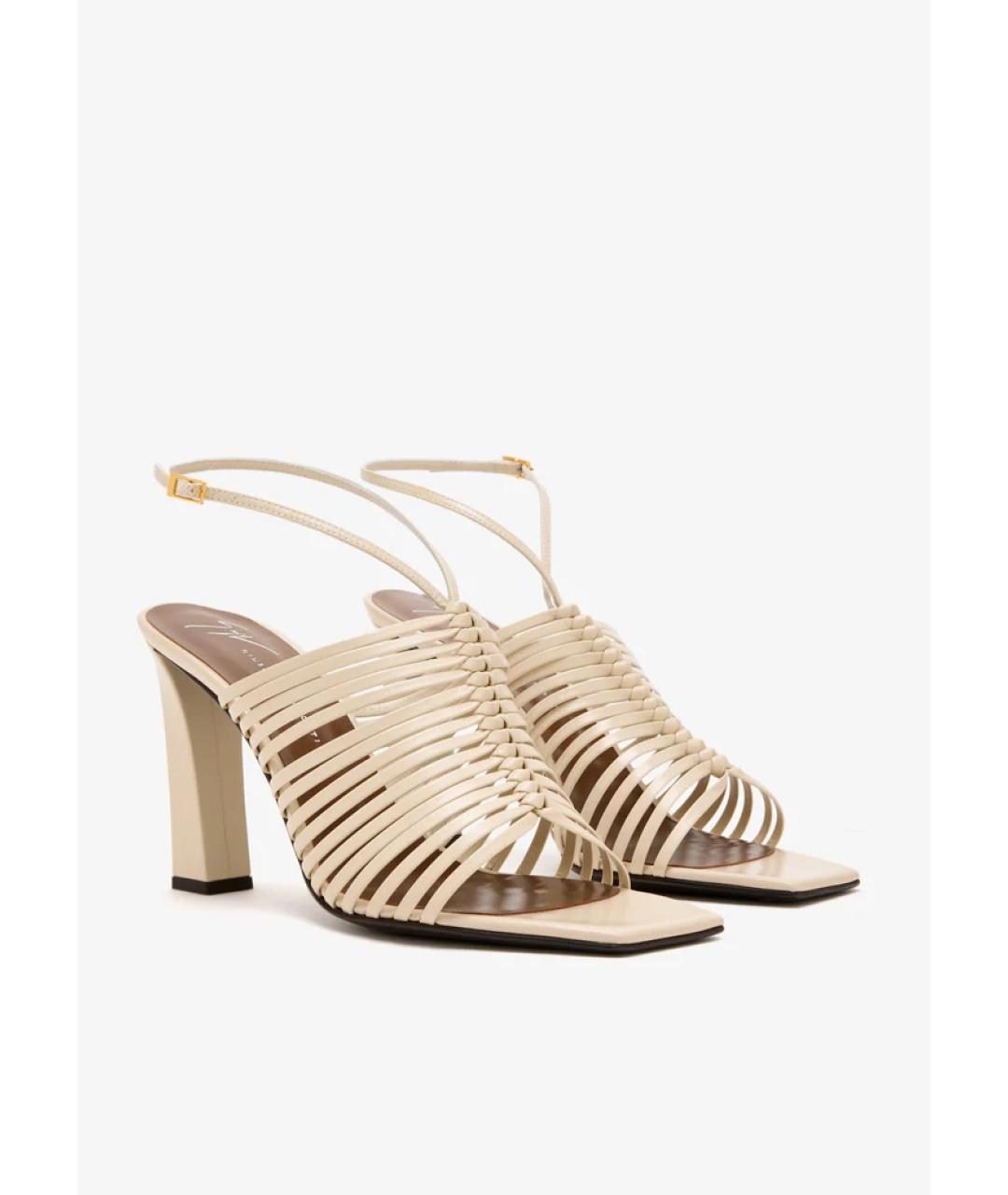 GIUSEPPE ZANOTTI DESIGN Белые кожаные босоножки, фото 5