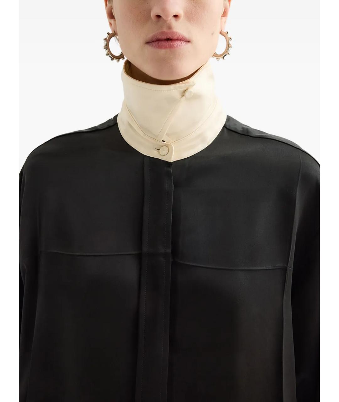 JIL SANDER Черная вискозная блузы, фото 4