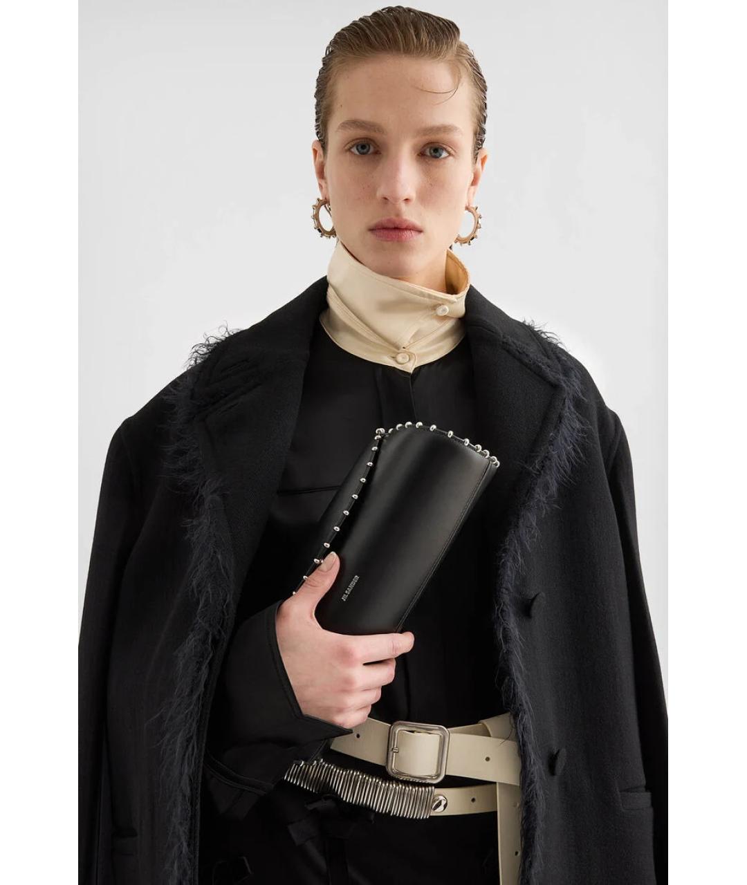 JIL SANDER Черная кожаная сумка через плечо, фото 2