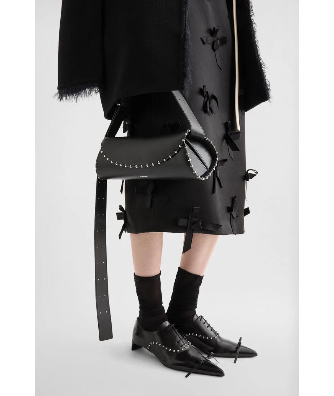 JIL SANDER Черная кожаная сумка через плечо, фото 3