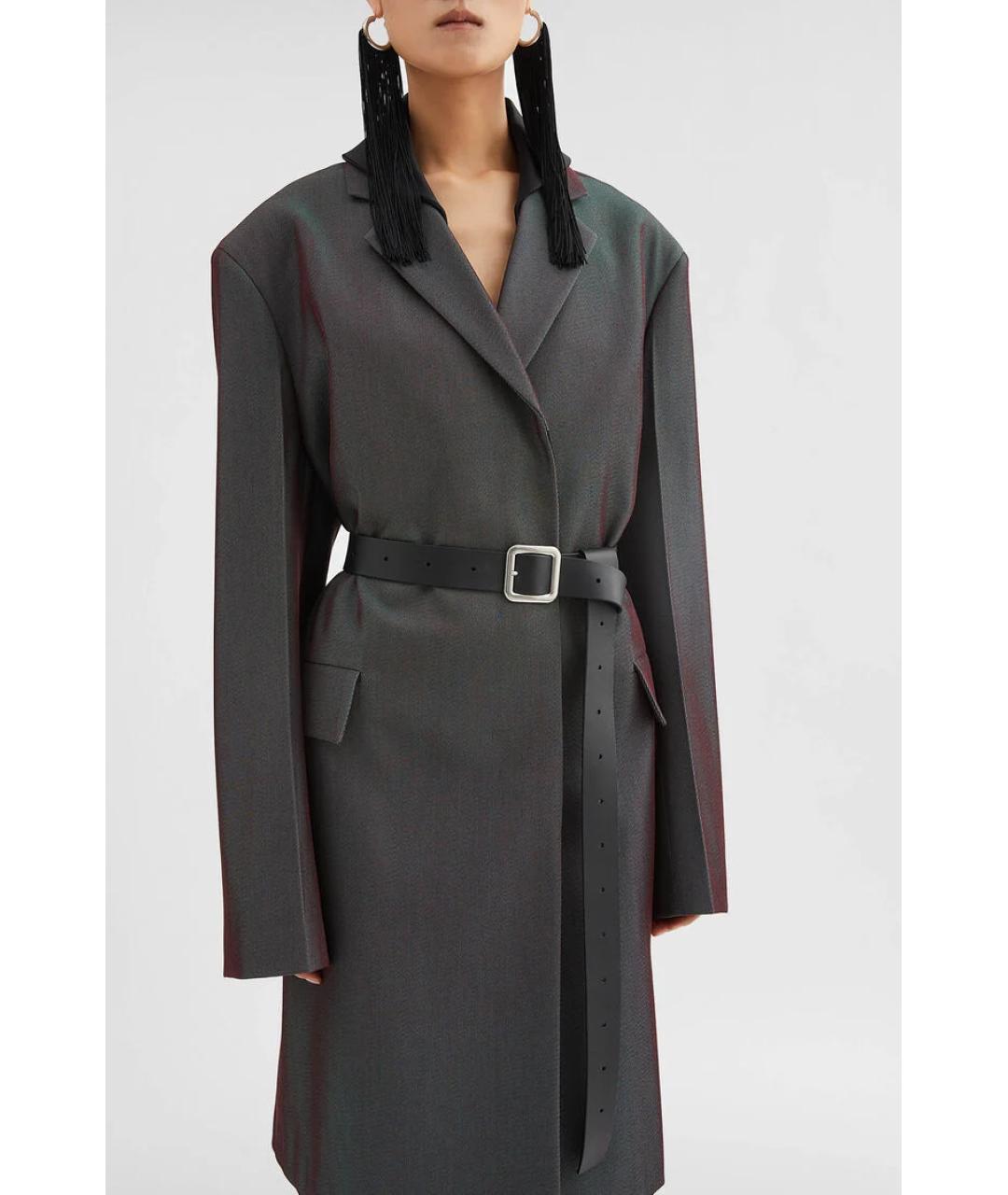 JIL SANDER Черный кожаный ремень, фото 3