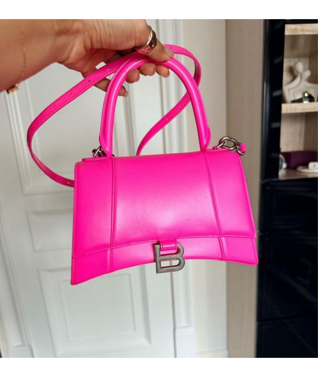 BALENCIAGA Розовая кожаная сумка с короткими ручками, фото 3