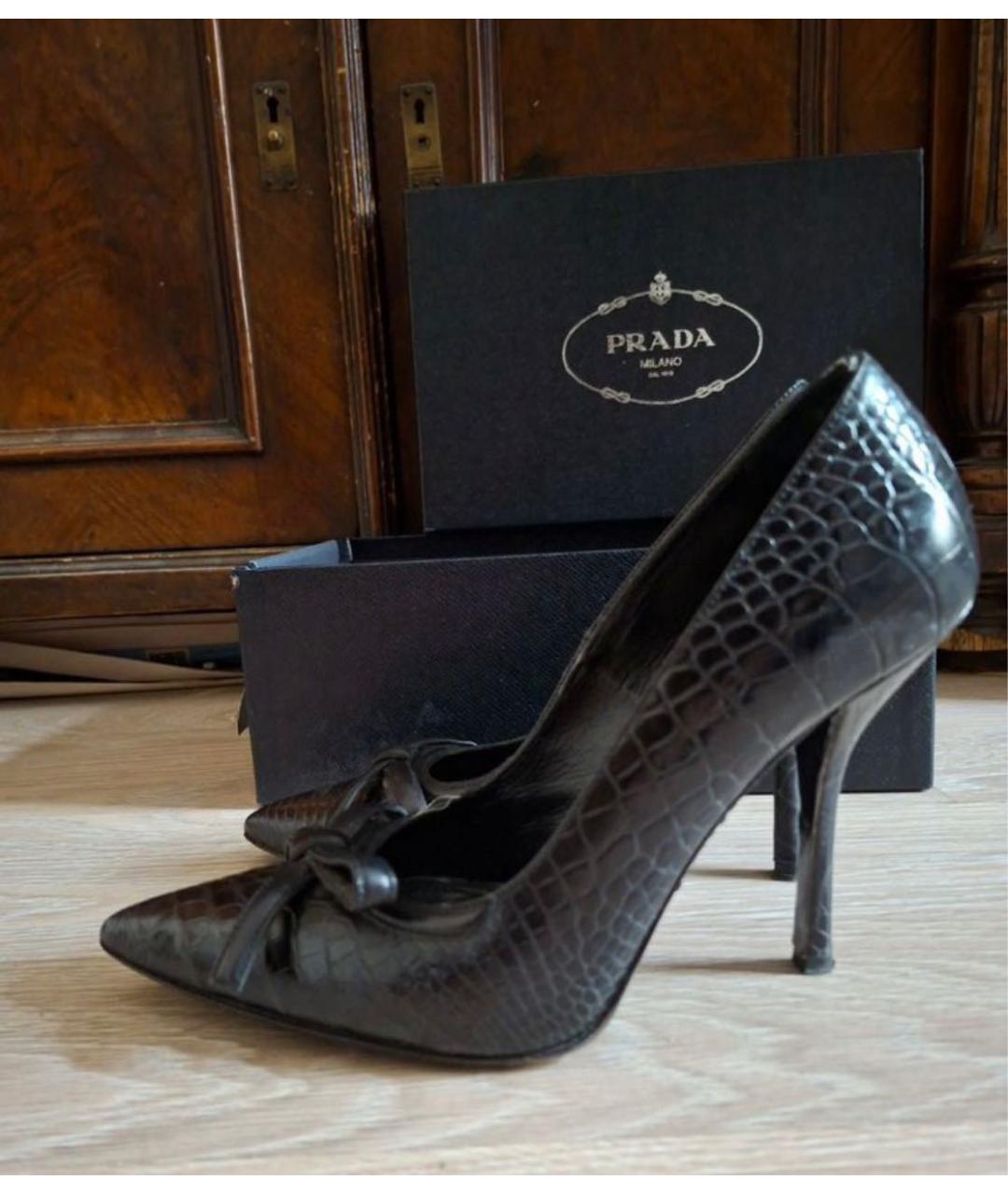 PRADA Черные кожаные туфли, фото 8